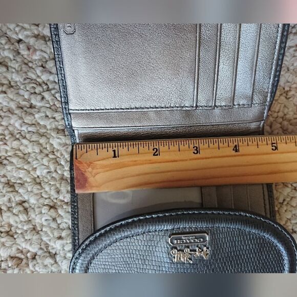 Coach Madison gray op art signature jacquard fabric and Leather Trifold Wallet - Picture 9 of 12